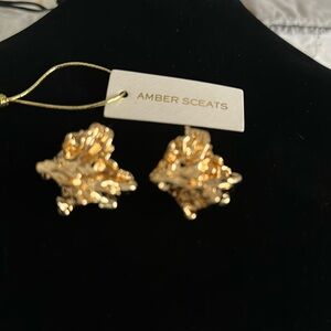 Amber Sceats 24 Kt Plated Gold Earring  Nuggets New (Mothers Day)